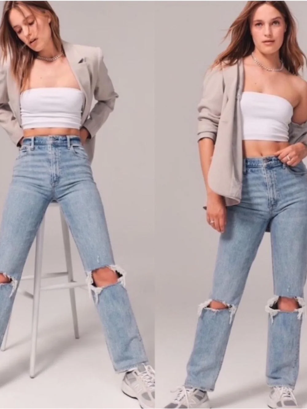 Abercrombie 90s Straight Ultra High Rise Jeans Distressed 30/10R